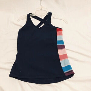 Lululemon Navy Blue Side  Stripe Tank Top Activewear